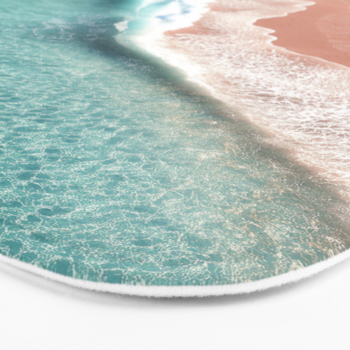 Pastel Coastline - Aerial View of Turquoise Sea and Blush Sand Bath Mat Gallery Image 3