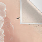 Pastel Coastline - Aerial View of Turquoise Sea and Blush Sand Wall Tapestry Gallery Image 3