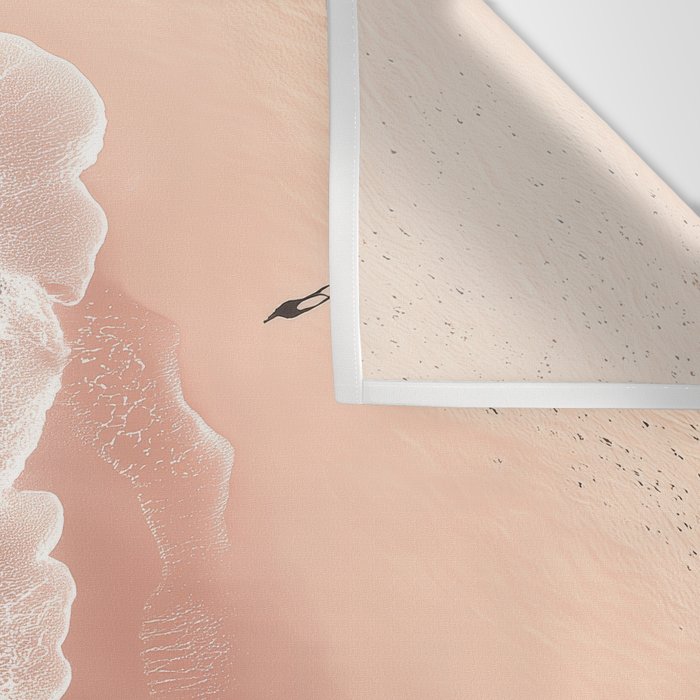 Pastel Coastline - Aerial View of Turquoise Sea and Blush Sand Wall Tapestry Gallery Image 3