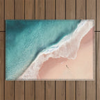 Pastel Coastline - Aerial View of Turquoise Sea and Blush Sand Outdoor Rug Gallery Image 1