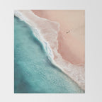 Pastel Coastline - Aerial View of Turquoise Sea and Blush Sand Throw Blanket Gallery Image 2