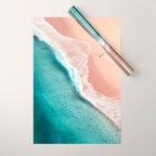 Pastel Coastline - Aerial View of Turquoise Sea and Blush Sand Wrapping Paper Gallery Image 1