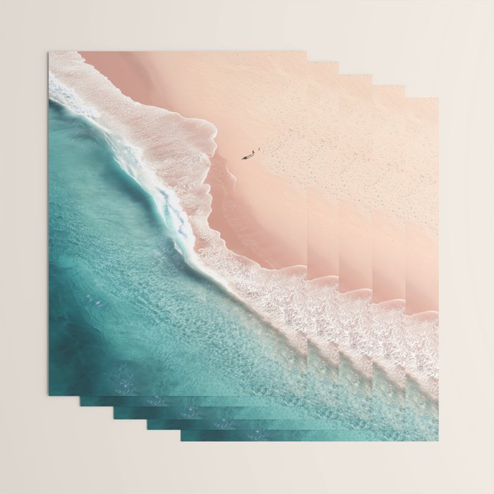 Pastel Coastline - Aerial View of Turquoise Sea and Blush Sand Wrapping Paper Gallery Image 3