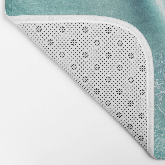 Pastel Coastline - Aerial View of Turquoise Sea and Blush Sand Bath Mat Gallery Image 2