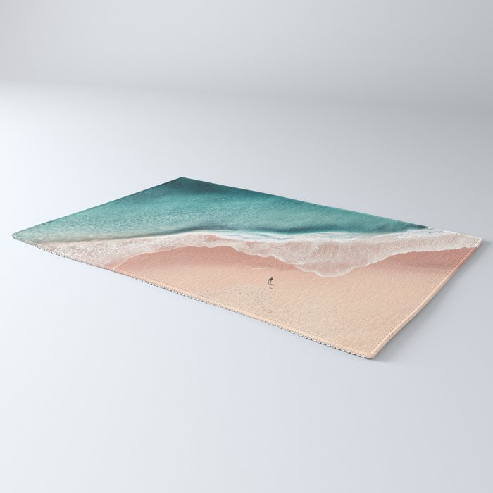 Pastel Coastline - Aerial View of Turquoise Sea and Blush Sand Rug Gallery Image 3