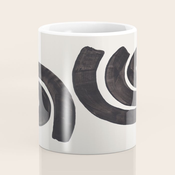 Reflection Mid Century Modern Minimalist Black Ink Painting Funky Tribal Coffee Mug Gallery Image 4