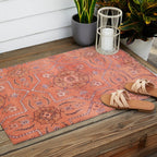 Vintage Distressed Pink Iranian Silk Outdoor Rug Gallery Image 2