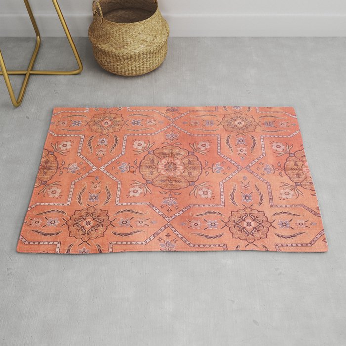 Vintage Distressed Pink Iranian Silk Rug Gallery Image 1