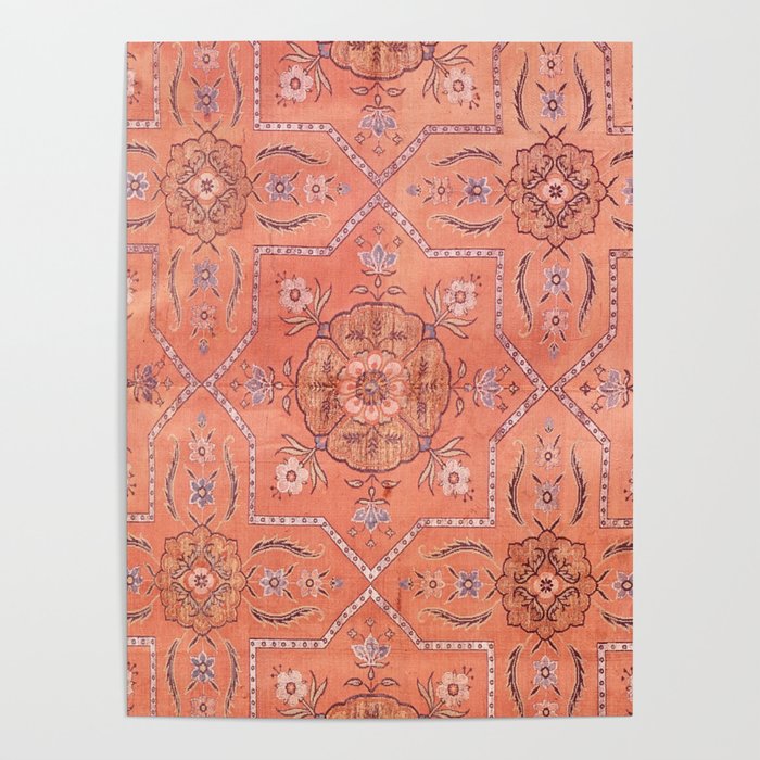 Vintage Distressed Pink Iranian Silk Poster Gallery Image 4