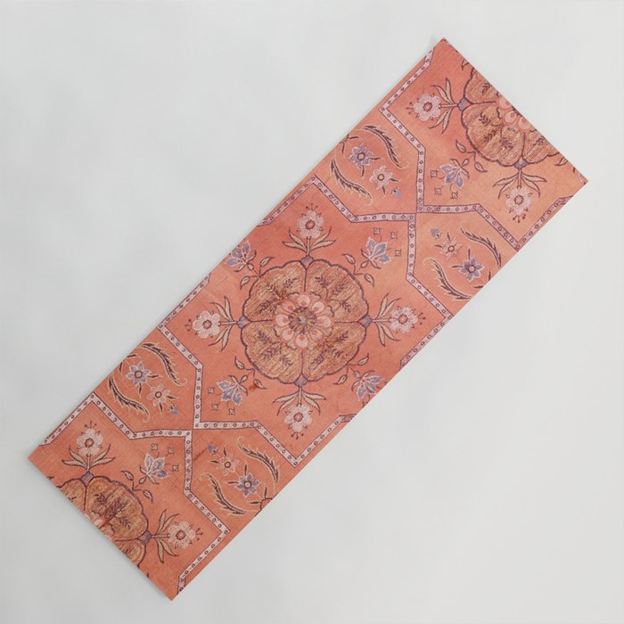 Vintage Distressed Pink Iranian Silk Yoga Mat Gallery Image 1