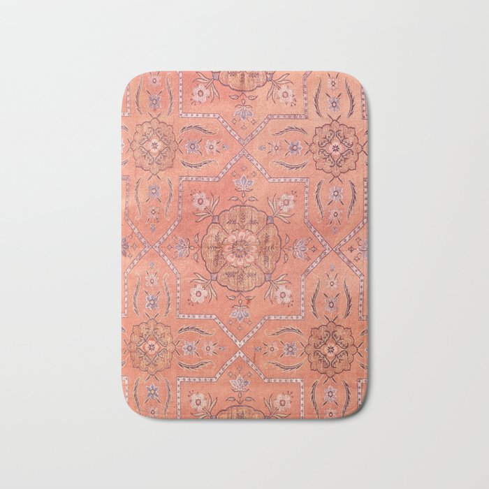 Vintage Distressed Pink Iranian Silk Bath Mat Gallery Image 1