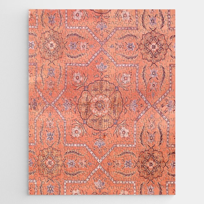 Vintage Distressed Pink Iranian Silk Jigsaw Puzzle Gallery Image 1