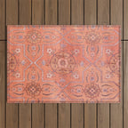 Vintage Distressed Pink Iranian Silk Outdoor Rug Gallery Image 1