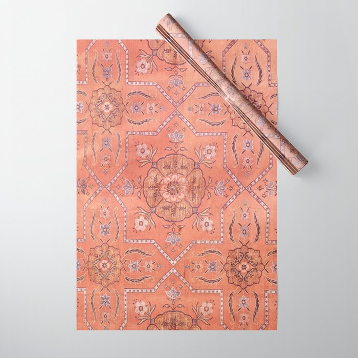 Vintage Distressed Pink Iranian Silk Wrapping Paper Gallery Image 1