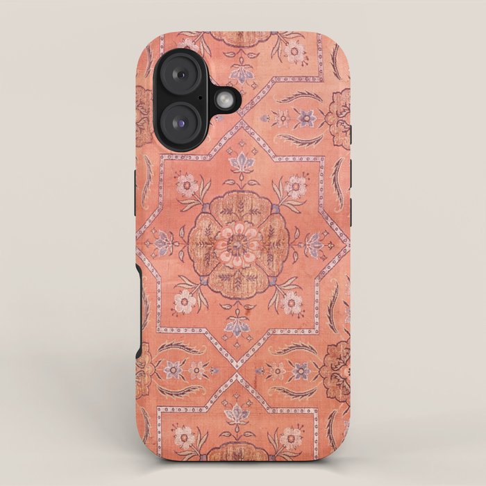 Vintage Distressed Pink Iranian Silk iPhone Case Gallery Image 1