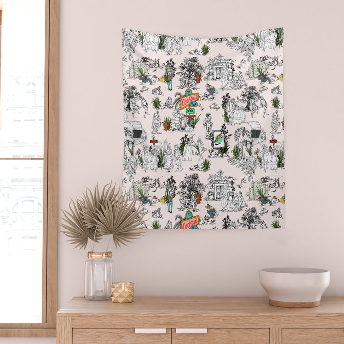 Toile de Jouy Between eras 01 Wall Tapestry Gallery Image 2