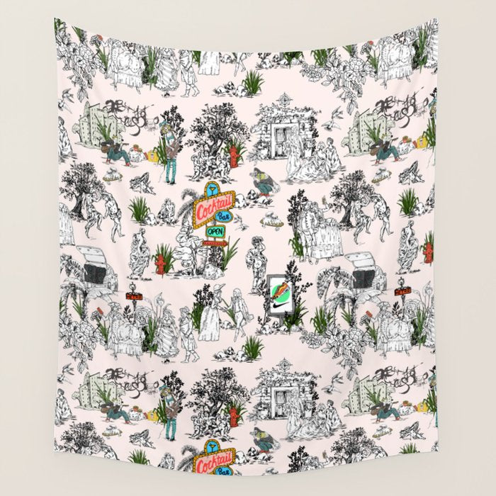 Toile de Jouy Between eras 01 Wall Tapestry Gallery Image 1
