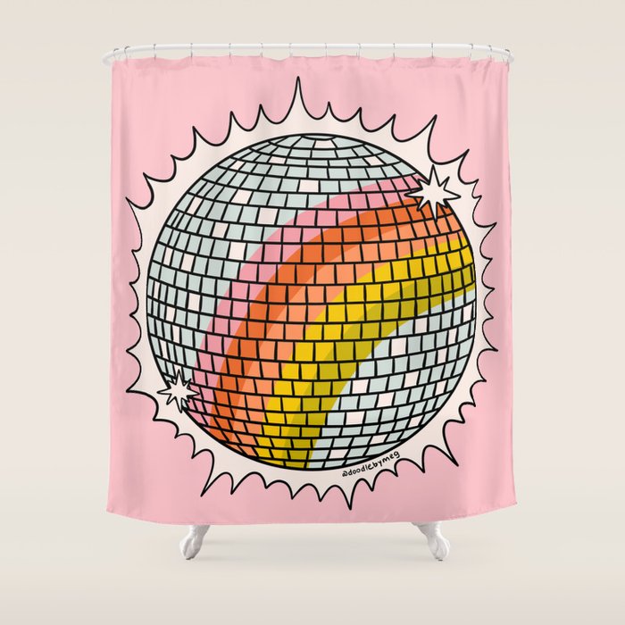Rainbow Disco Ball Shower Curtain Gallery Image 1