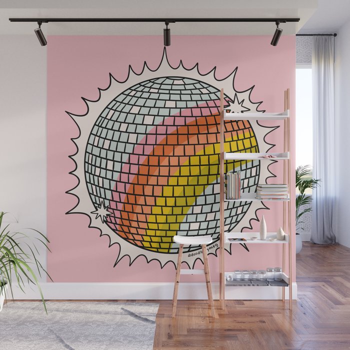 Rainbow Disco Ball Wall Mural Gallery Image 1