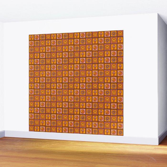 Vintage Granny Square Print Wall Mural Gallery Image 2