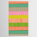 Finnish Patchwork Stripe Pattern Orange Green Pink Chartreuse Tablecloth Gallery Image 2