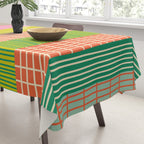 Finnish Patchwork Stripe Pattern Orange Green Pink Chartreuse Tablecloth Gallery Image 3