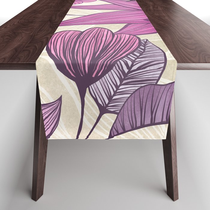 Deep Autumn Forest Floral in Magenta Table Runner Gallery Image 1