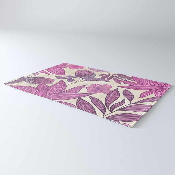 Deep Autumn Forest Floral in Magenta Rug Gallery Image 3