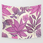 Deep Autumn Forest Floral in Magenta Wall Tapestry Gallery Image 4