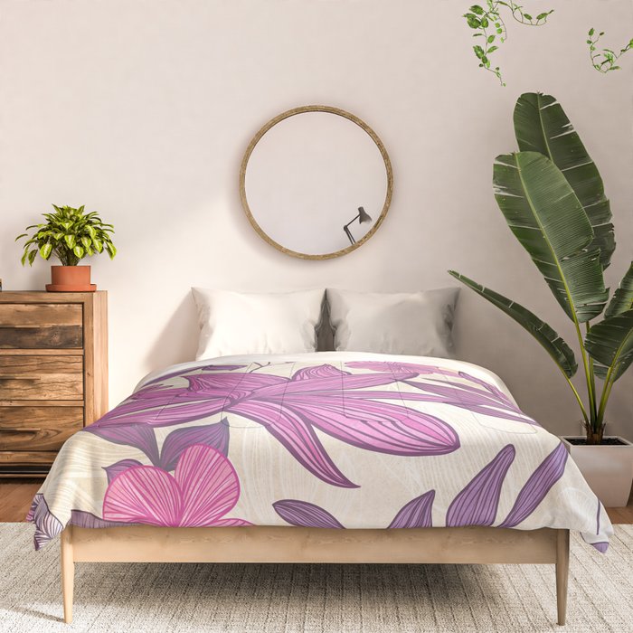 Deep Autumn Forest Floral in Magenta Comforter Gallery Image 3