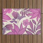 Deep Autumn Forest Floral in Magenta Outdoor Rug Gallery Image 1