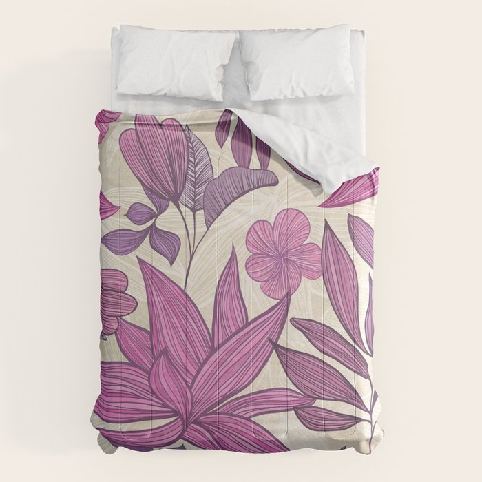 Deep Autumn Forest Floral in Magenta Comforter Gallery Image 1