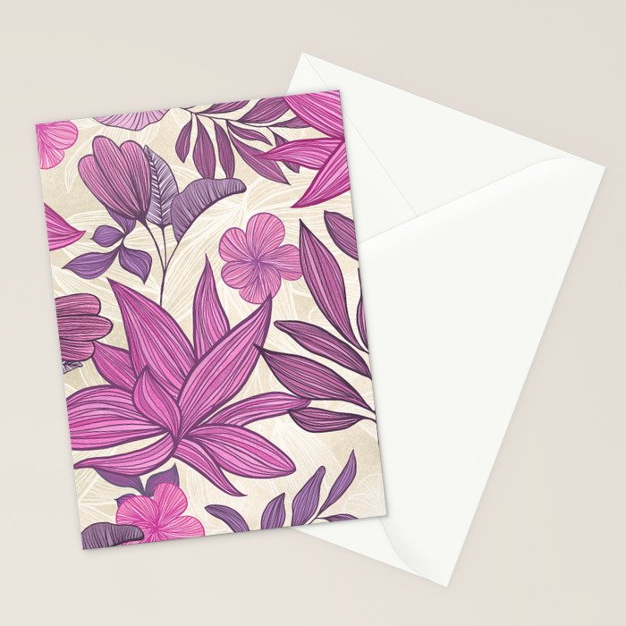 Deep Autumn Forest Floral in Magenta Stationery Card Gallery Image 2