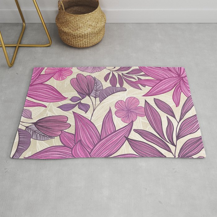 Deep Autumn Forest Floral in Magenta Rug Gallery Image 1