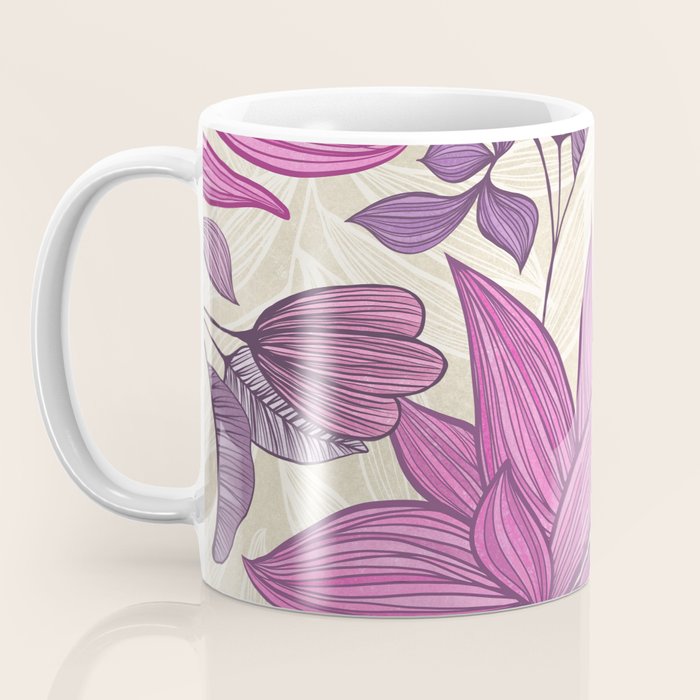 Deep Autumn Forest Floral in Magenta Coffee Mug Gallery Image 3