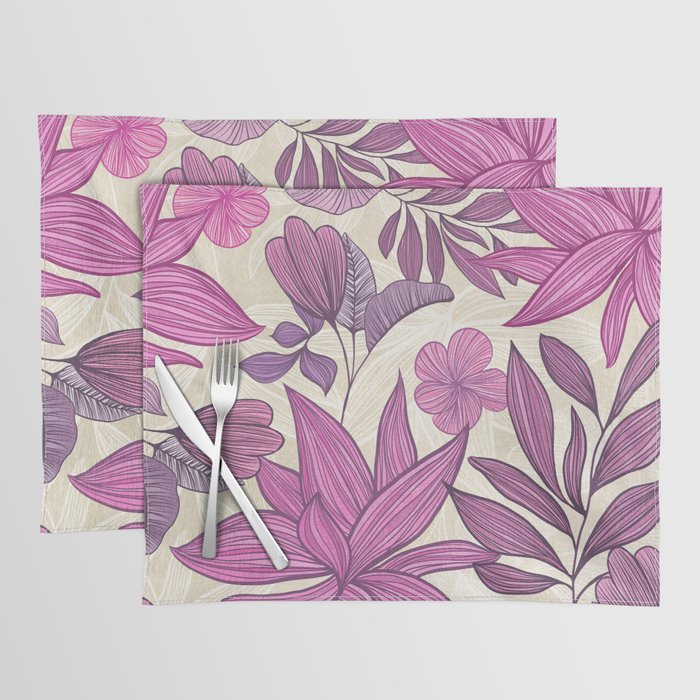 Deep Autumn Forest Floral in Magenta Placemat Gallery Image 1