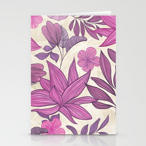 Deep Autumn Forest Floral in Magenta Stationery Card Gallery Image 1