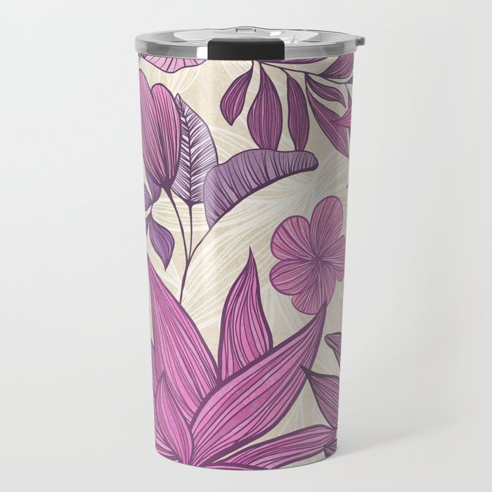 Deep Autumn Forest Floral in Magenta Travel Mug Gallery Image 1