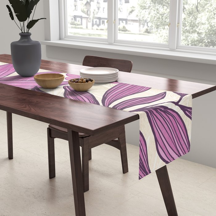 Deep Autumn Forest Floral in Magenta Table Runner Gallery Image 2