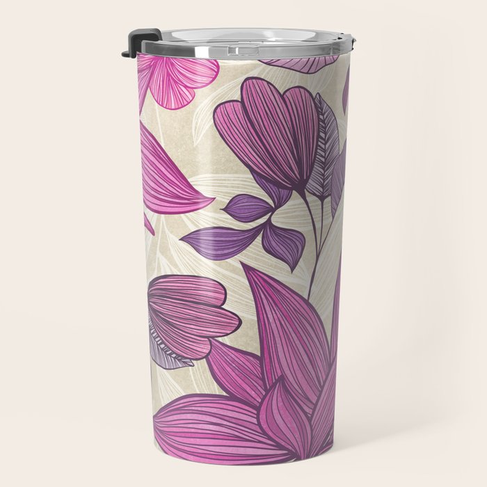 Deep Autumn Forest Floral in Magenta Travel Mug Gallery Image 3