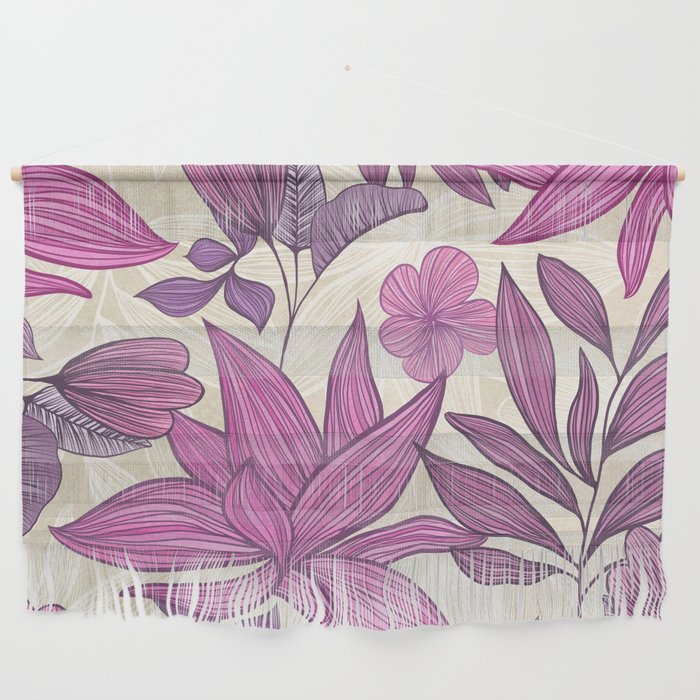 Deep Autumn Forest Floral in Magenta Wall Hanging Gallery Image 1
