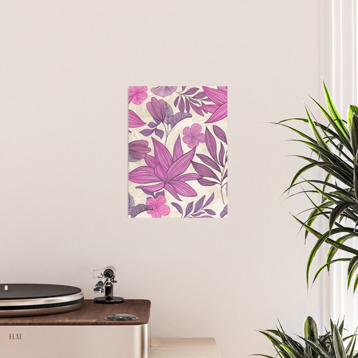 Deep Autumn Forest Floral in Magenta Poster Gallery Image 2