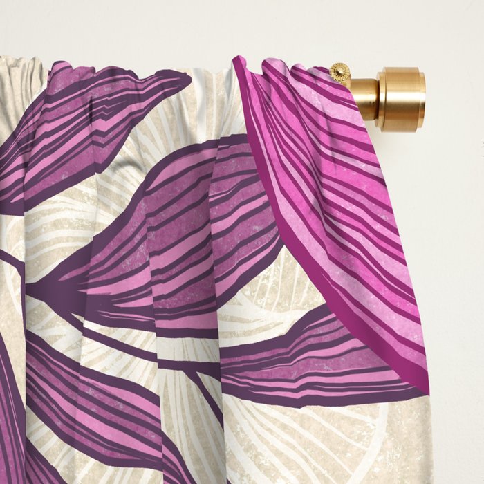 Deep Autumn Forest Floral in Magenta Window Curtain Gallery Image 2