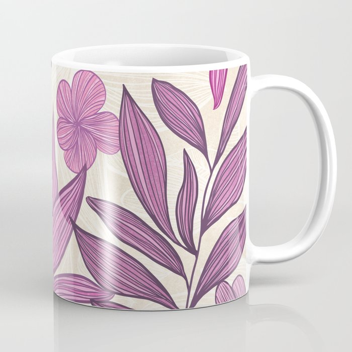 Deep Autumn Forest Floral in Magenta Coffee Mug Gallery Image 1