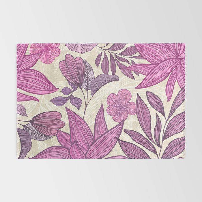 Deep Autumn Forest Floral in Magenta Rug Gallery Image 2