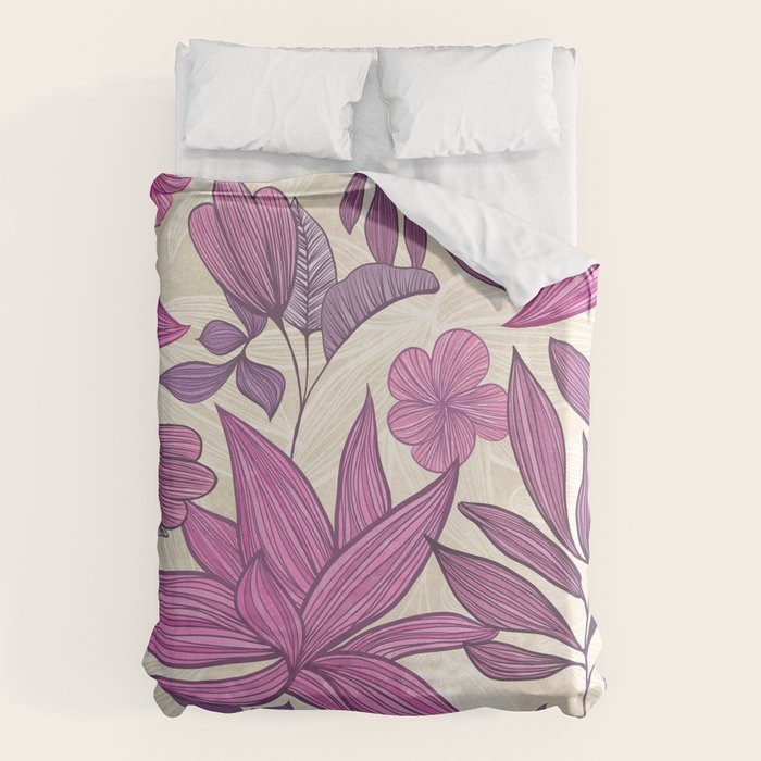 Deep Autumn Forest Floral in Magenta Duvet Cover Gallery Image 1