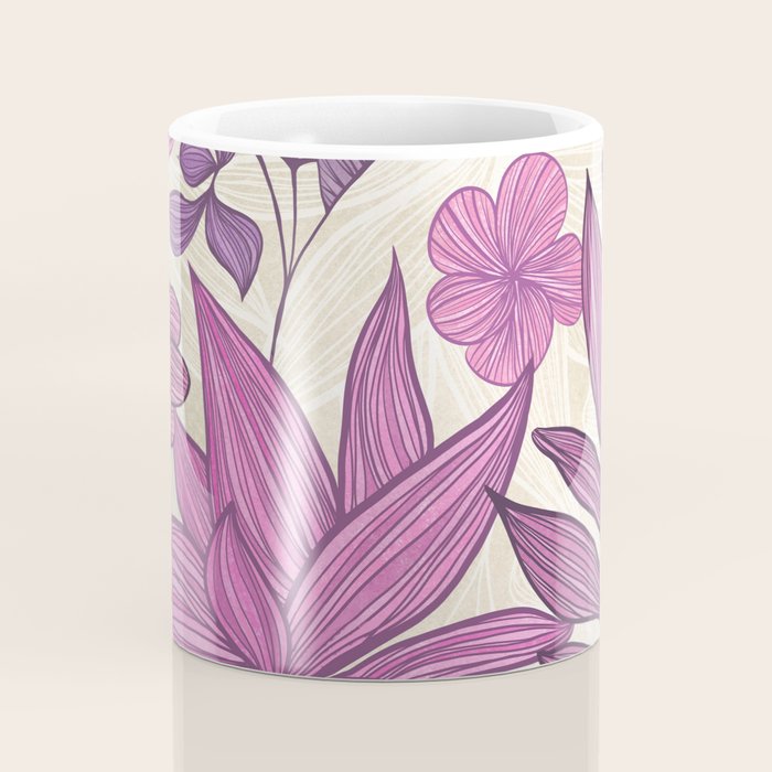 Deep Autumn Forest Floral in Magenta Coffee Mug Gallery Image 4