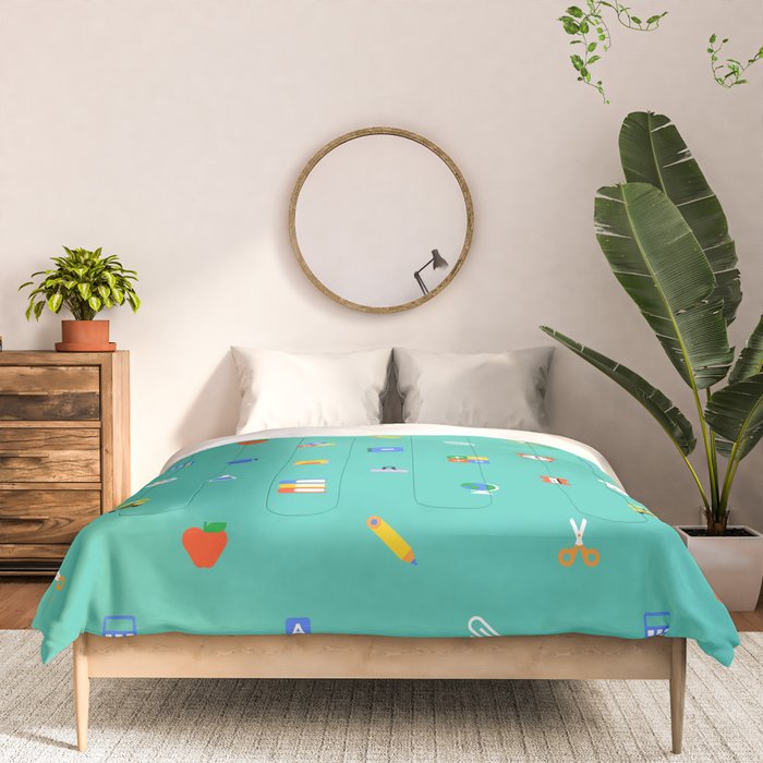 Colorful back to school sticker icon pattern Comforter Gallery Image 3