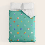 Colorful back to school sticker icon pattern Comforter Gallery Image 6