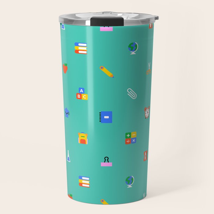 Colorful back to school sticker icon pattern Travel Mug Gallery Image 1